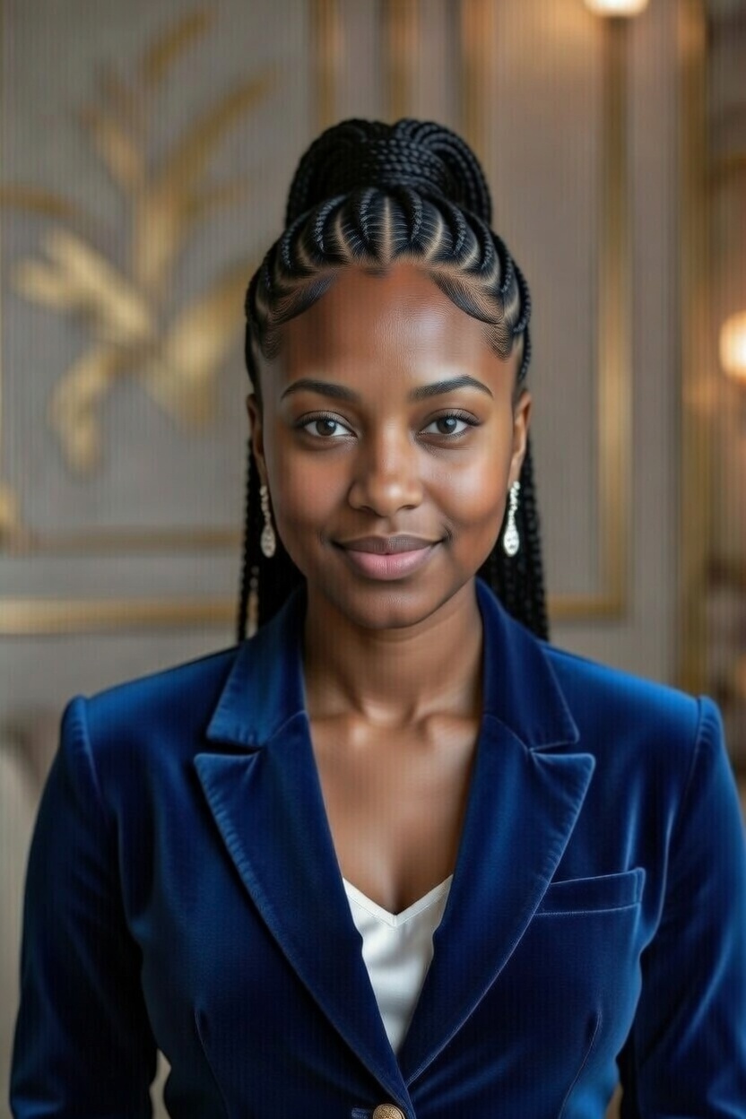 Woman with feed-in braids